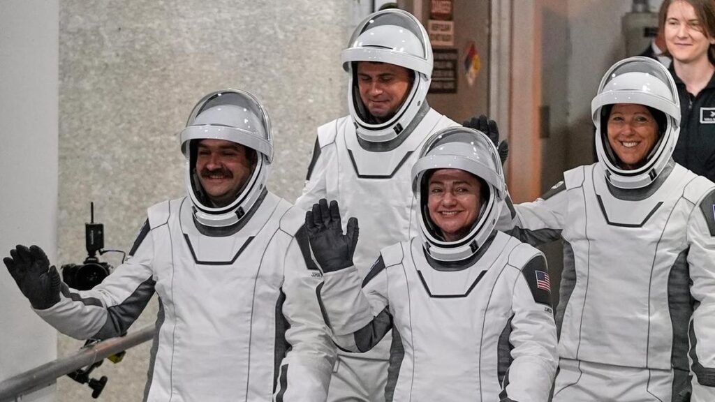 Astronauts arrive at the International Space Station