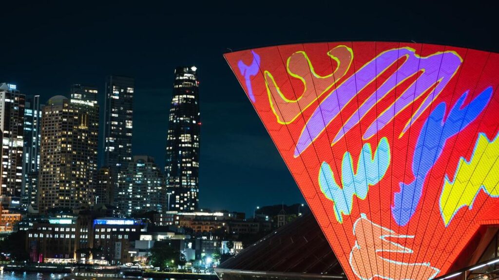 Opera House sails lit up with Australian art