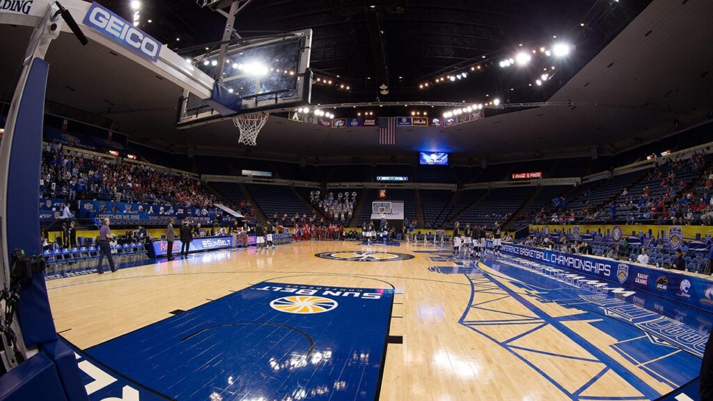 Referee knocked off feet during South Alabama-Coastal Carolina basketball brawl