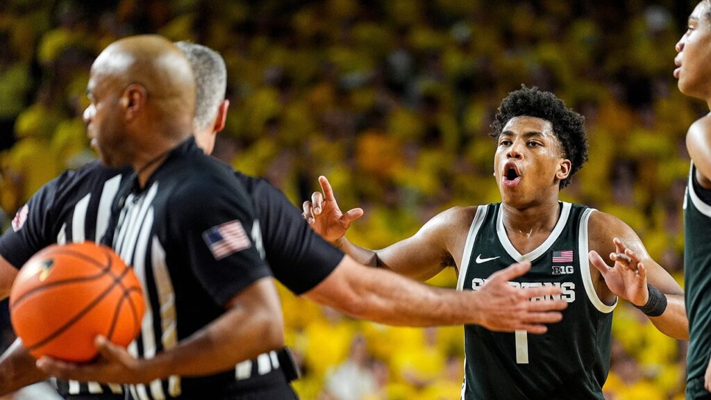 Michigan State’s Jeremy Fears Jr kicks opponent in groin