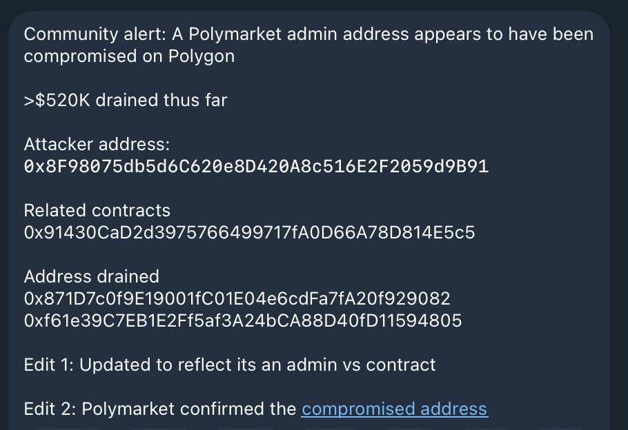 Polymarket Exploit: 5,000 POL Drained every 30 Seconds