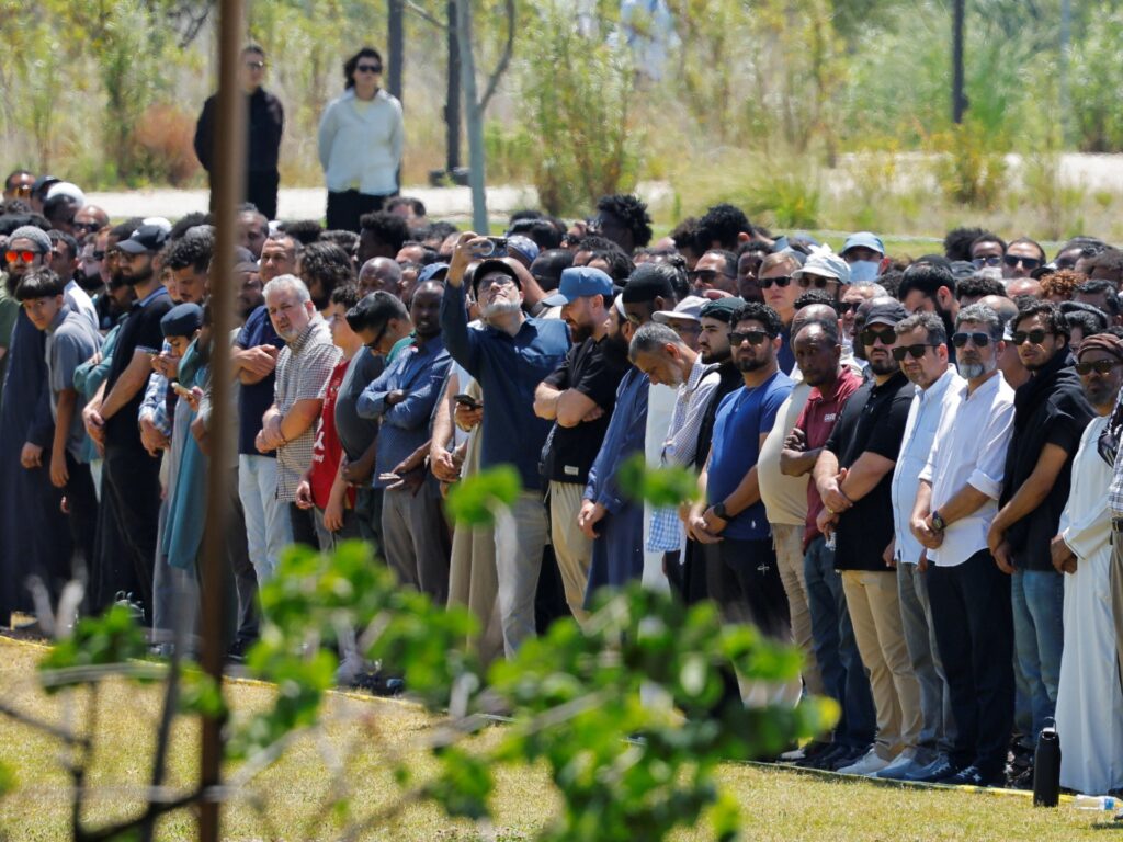 Over 2,000 gather in San Diego to mourn three men killed in mosque attack | Gun Violence News