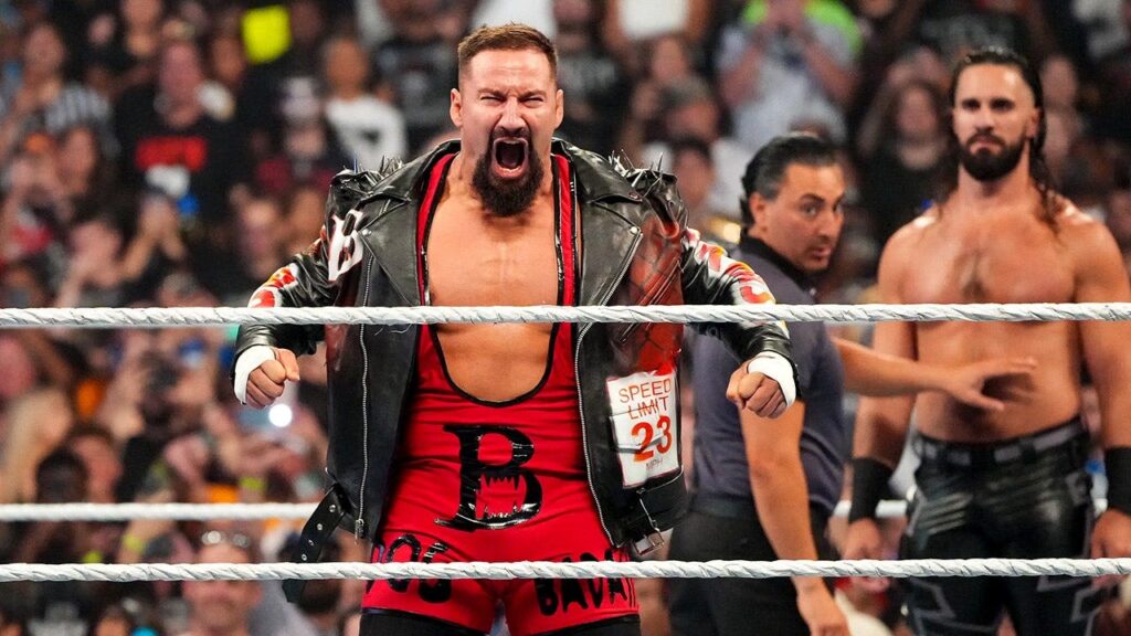 Bron Breakker defeats Seth Rollins with a spear at WWE Backlash 2026