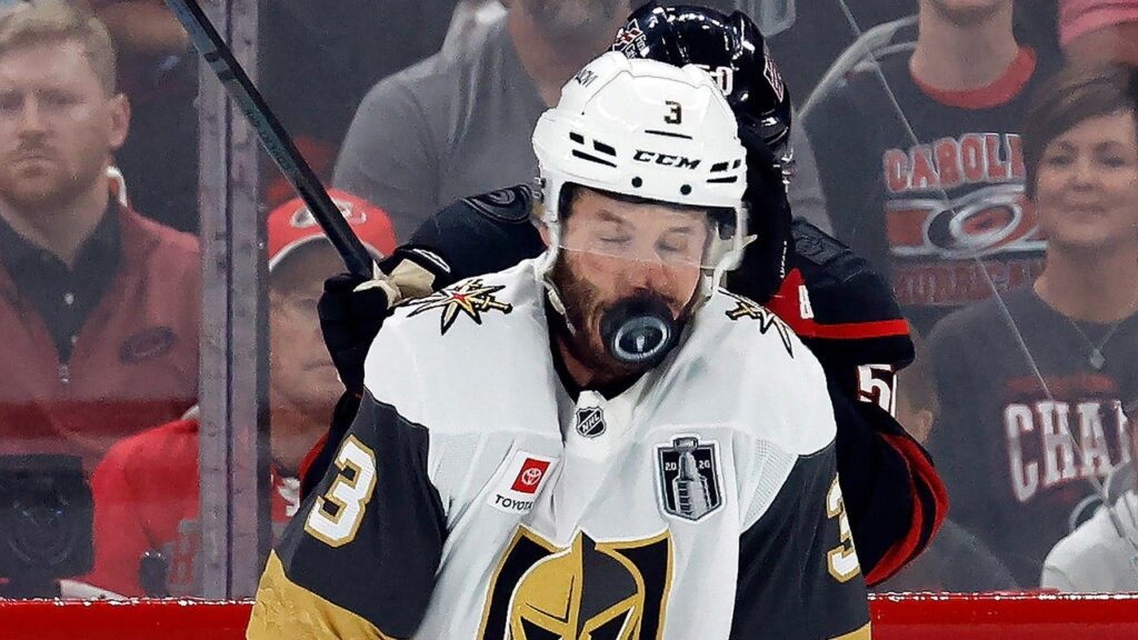 Golden Knights’ Brayden McNabb hospitalized after shot to face in Game 2