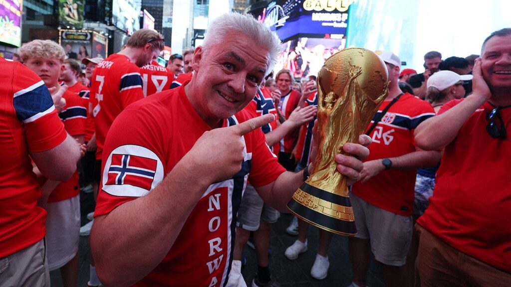 Norway fans flood Times Square with ‘Viking Row’ before World Cup match