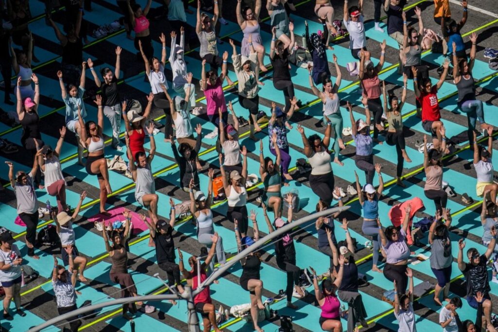 New York City welcomes the summer solstice with Times Square yoga