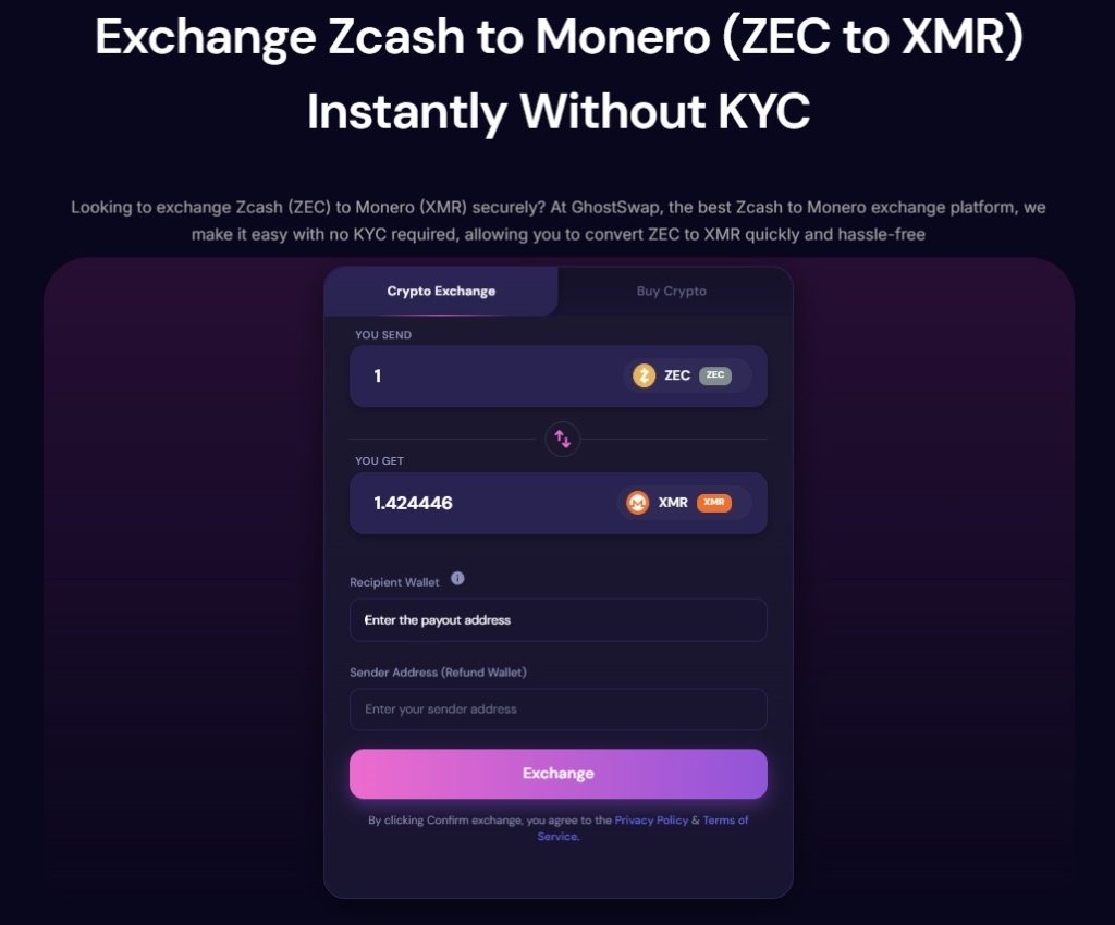 How to Swap Zcash to Monero With No KYC, in One Step