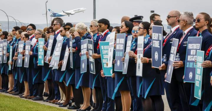 WestJet flight attendants give 72-hour strike notice; airline issues lockout – National