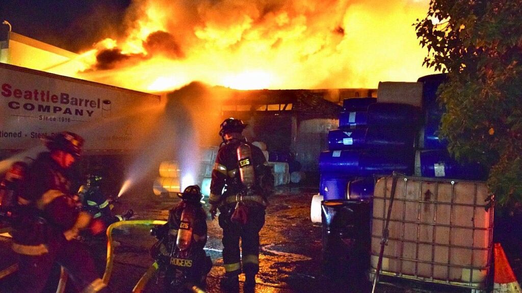 Seattle warehouse fire causes roof collapse after early-morning blaze