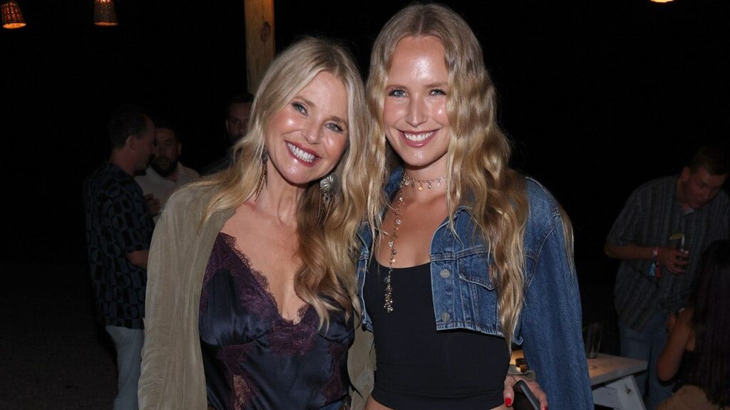 Christie Brinkley and Sailor Brinkley Cook twin at John Mayer event
