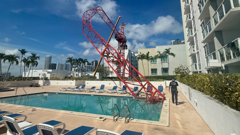 Miami crane collapse drops arm onto luxury condo pool, no injuries