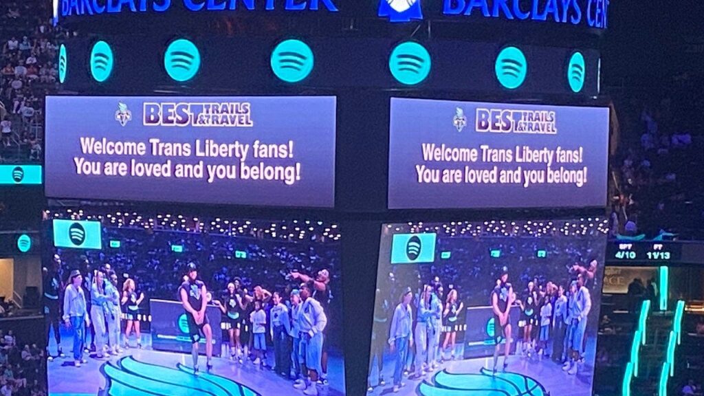 NY Liberty run pro-trans messages on scoreboard vs Fever as protesters erupt outside arena, refuse interview