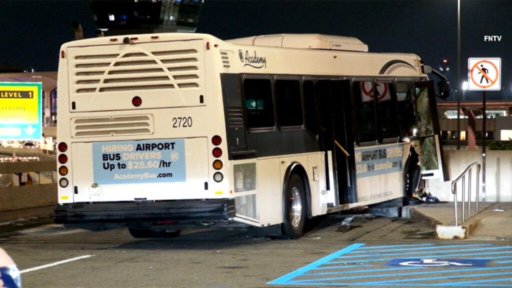 Newark airport employee shuttle bus crash at Terminal B injures 13