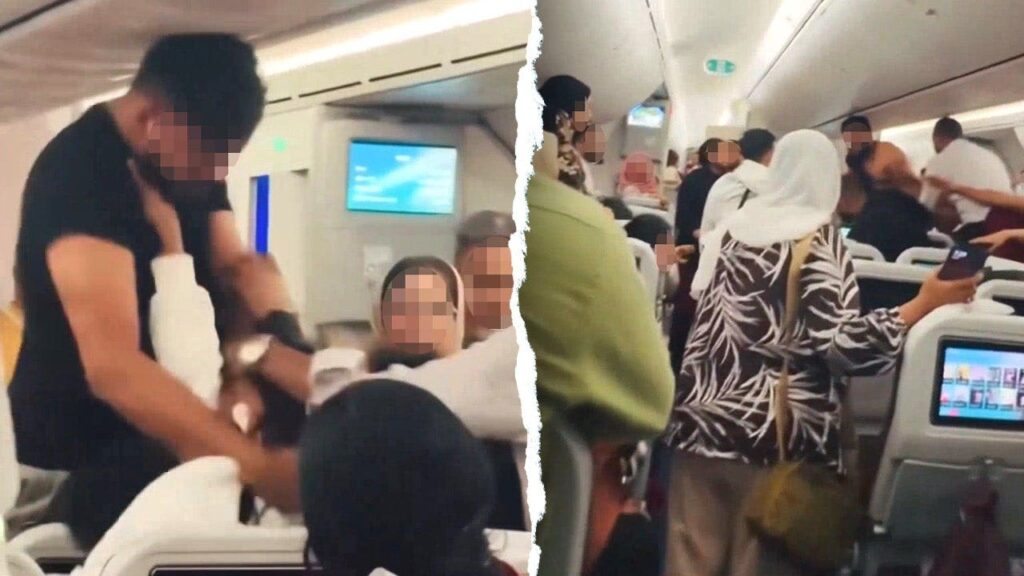Fierce brawl between flight passengers erupts midair on London-bound flight