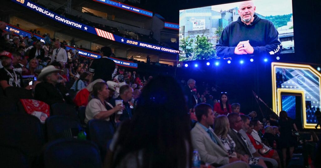 Fetterman appears at RNC midterm convention in surprise video, vows to work with Trump on steel